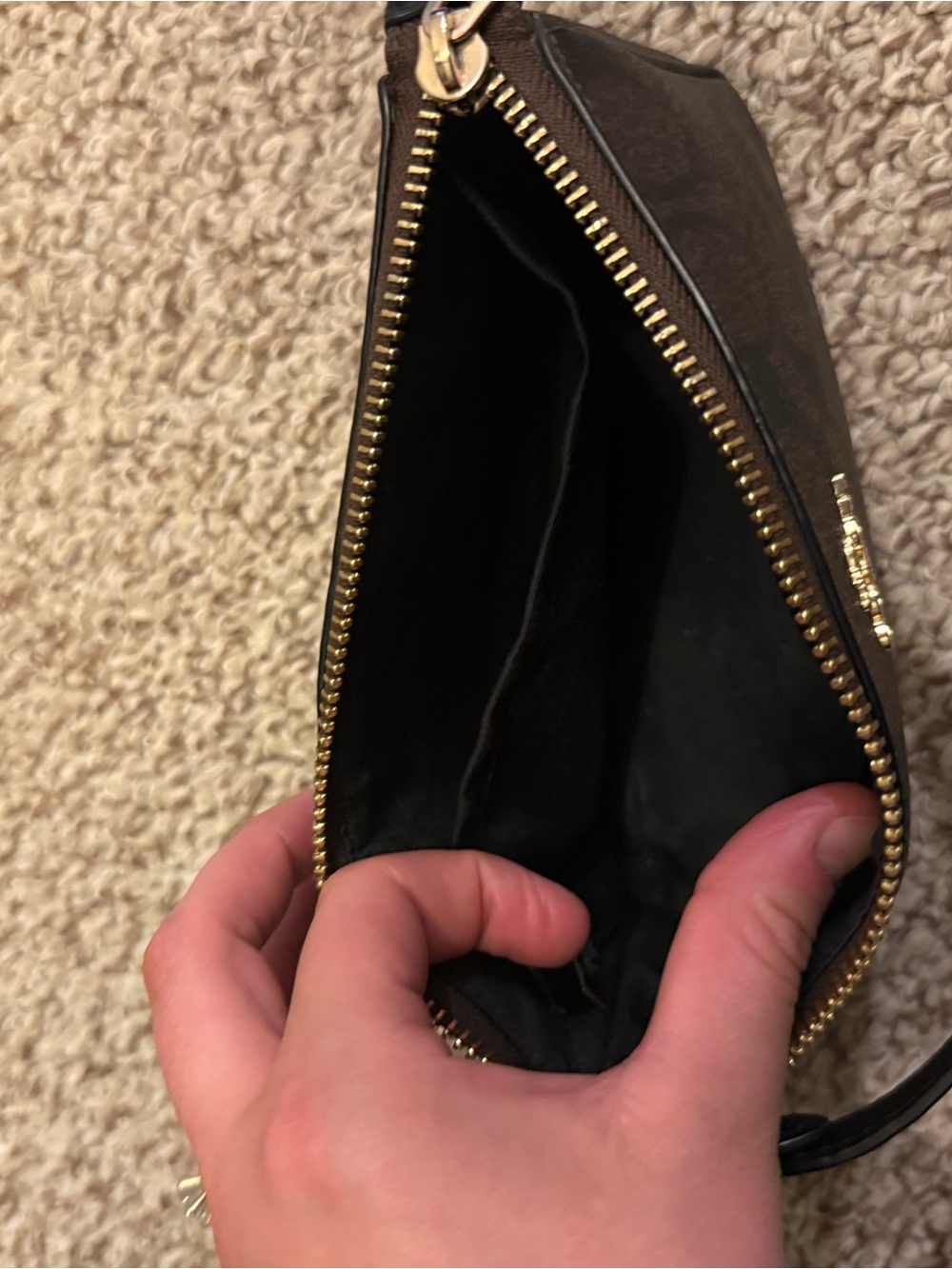 Coach Dark Brown Signature Canvas Shoulder Bag with Black Strap - Picture 6 of 9